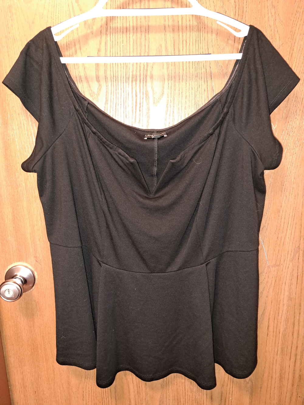 Lane Bryant Black Short Sleeve Peplum Scoop Neck Top